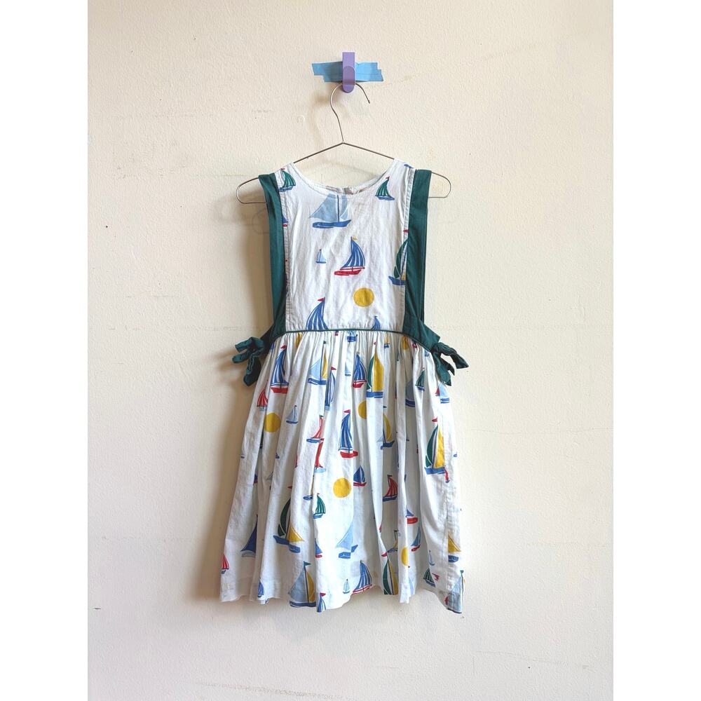 Pink Chicken Sailboats Pinafore Dress 6Y
